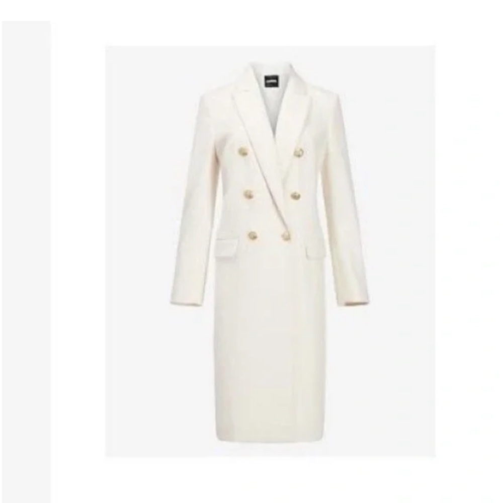 NWT Express Elegant Cream Double-Breasted Wool Coat - size XS